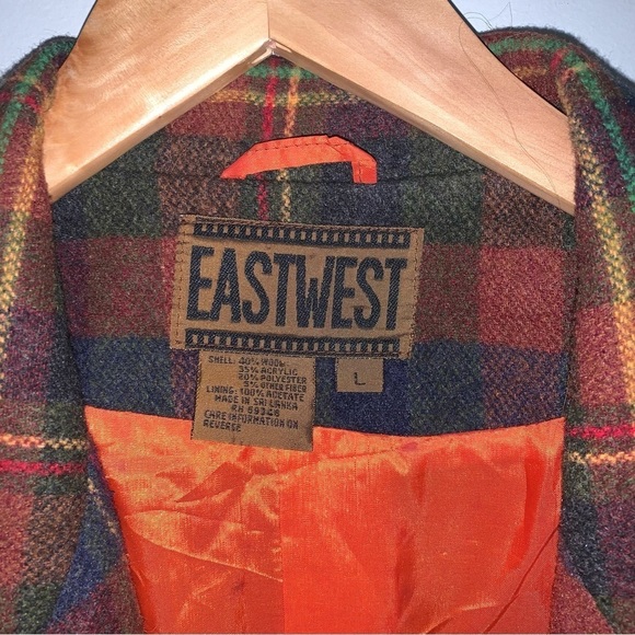 Vintage EastWest Blazer Jacket Women's Size Large Plaid Wool Multicolour Coat - Picture 6 of 8